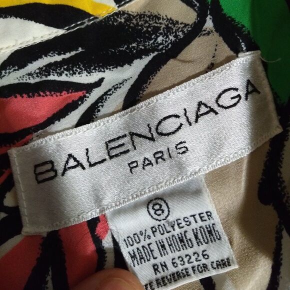 Vintage Balenciaga Floral Pattern Polyester Hawaiian Shirt - Picture 4 of 7